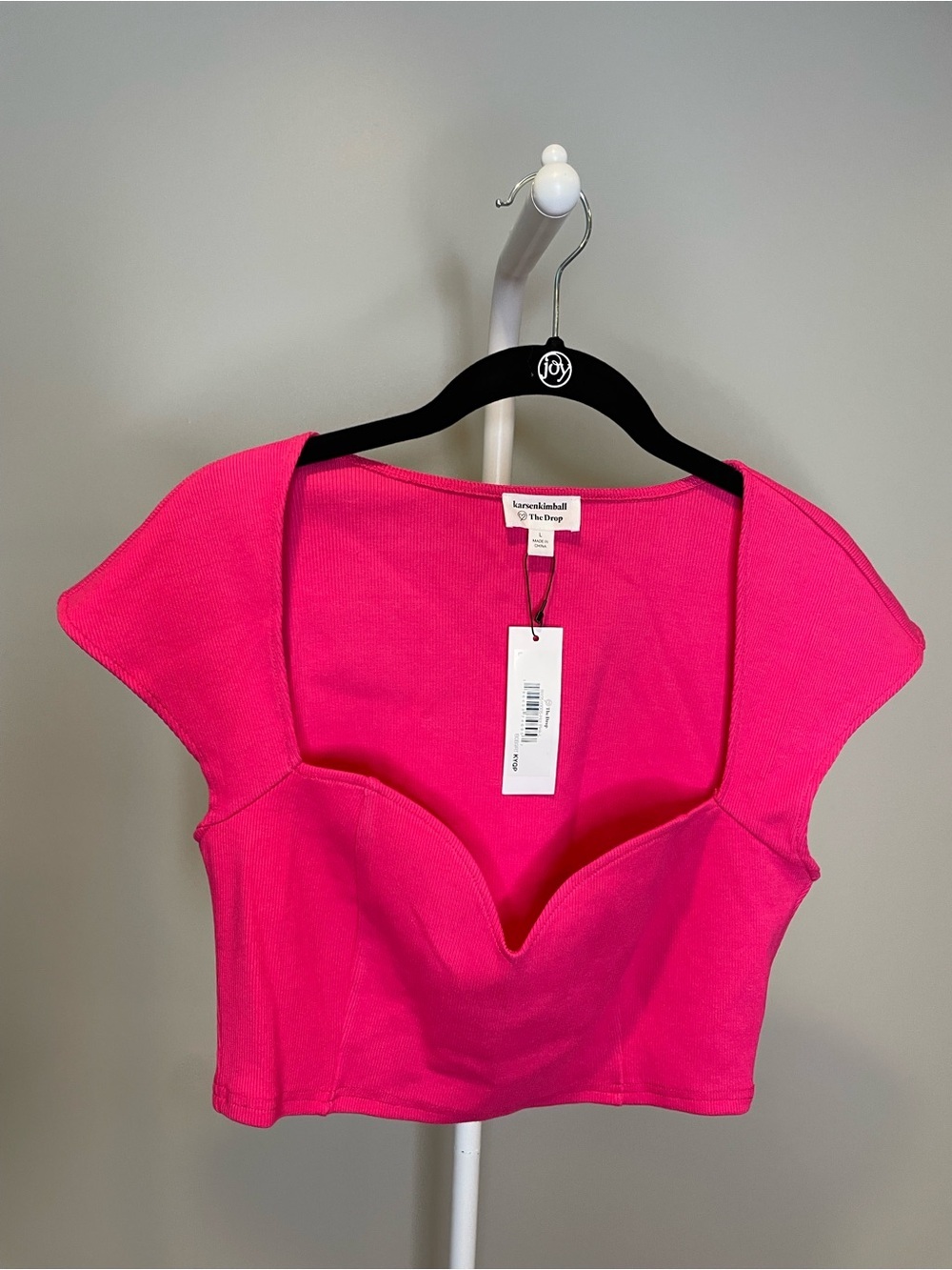 The Drop x Karsen Kimball Hot Pink Crop Top with Sweetheart Neckline NWT - Large